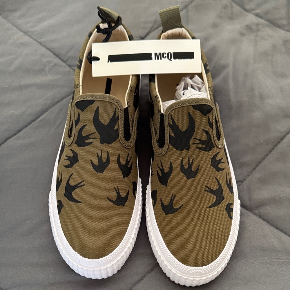 Alexander McQueen Olive and Black Slip-On Sneakers